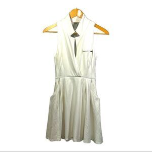 WYATT Women’s Sleeveless Fit & Flare Pleated Mini Dress White Size 0